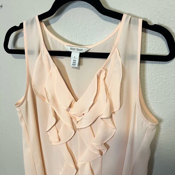 WHBM Light Pink Chiffon Ruffle Sleeveless Blouse Size 8 - Picture 3 of 5